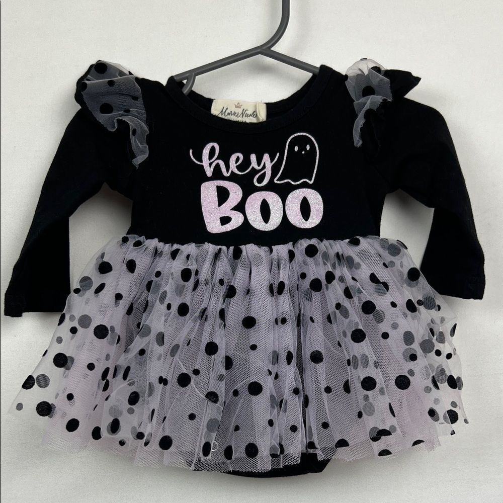 Marie Nicole Black and Purple Halloween One piece tulle skirt long sleeve 0-3 m